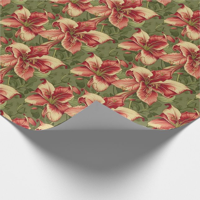 Papel De Regalo Elegante Amaryllis Belladonna Floral (Esquina)