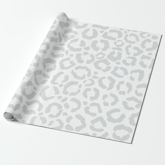 Papel De Regalo Elegante animal de leopardo gris blanco (Desenrollado)