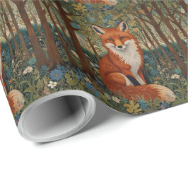 Papel De Regalo Elegante animal retro boho rojo zorro