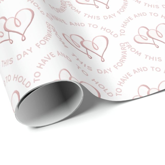 Papel De Regalo Elegante aniversario de Boda de corazón Grabado en (Esquina del rollo)