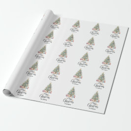Papel De Regalo Elegante Árbol de Navidad acuarela y presentación
