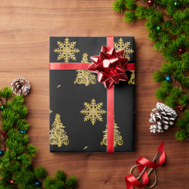 Papel De Regalo Elegante árbol de Navidad en copo de nieve de oro 