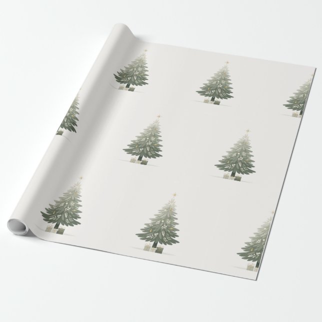 Papel De Regalo Elegante árbol de Navidad floral (Desenrollado)