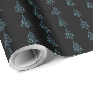 Papel De Regalo Elegante Árbol de Navidad Patrón rayado Azul negro