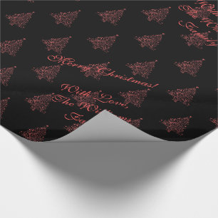 Papel De Regalo Elegante Árbol de Navidad Patrón rayado Rojo negro