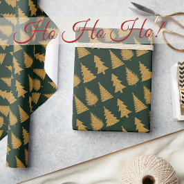 Papel De Regalo Elegante árbol de navidad Purpurina de oro verde e