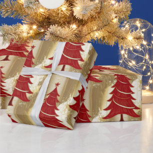 Papel De Regalo Elegante árbol de Navidad rojo Patrón de Navidad a