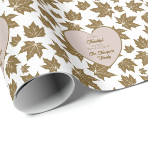 Papel De Regalo Elegante arce deja el corazón del día de gracias
