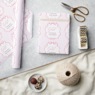 Papel De Regalo Elegante Arco Coqueto Rosa Floral Baby Shower