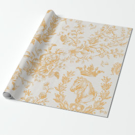 Papel De Regalo Elegante Aroma Amarillo Beige Ecuestre Floral Toil