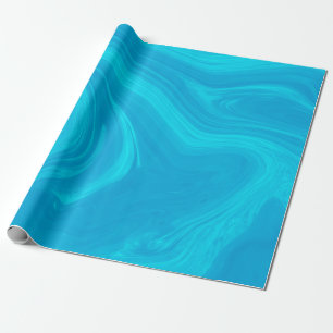 Papel De Regalo Elegante arte abstracto de mármol líquido azul 