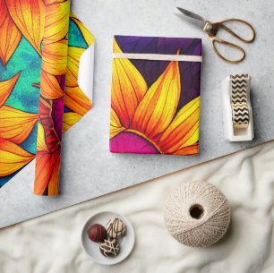 Papel De Regalo Elegante Arte de Girasoles Coloridos Poder de la F