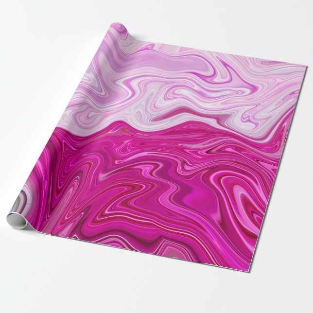 Papel De Regalo Elegante arte moderno abstracto de mármol rosa líq (Desenrollado)