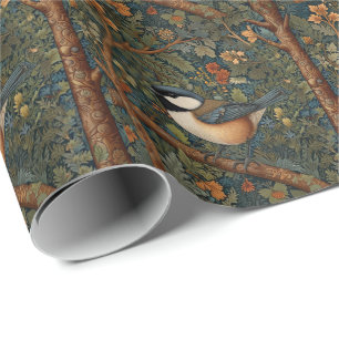 Papel De Regalo Elegante arte retro modernista ave del bosque
