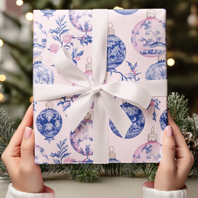 Papel De Regalo Elegante asador chino con adorno de Navidad azul y (Subido por el creador)