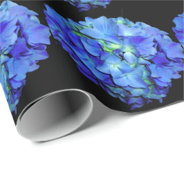 Papel De Regalo Elegante azul floral rosas azul hortensias azules