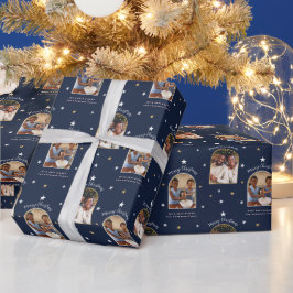 Papel De Regalo Elegante azul marino 2 Arco de Navidad moderno con
