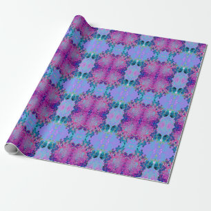 Papel De Regalo Elegante azul oscuro e hidrangea recta magenta
