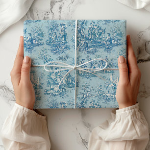 Papel De Regalo Elegante azul teal Toile País Francés Vintage