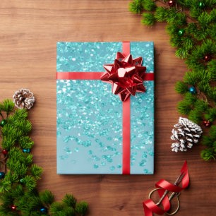 Papel De Regalo Elegante azul turquesa con brillo Ombre en cascada