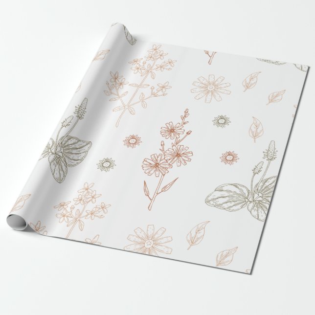 Papel De Regalo Elegante Baby Shower de Flores Silvestres (Desenrollado)