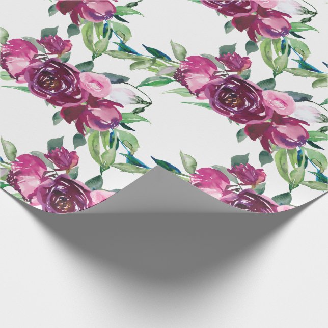 Papel De Regalo Elegante bebé floral rosa invitada con ducha (Esquina)