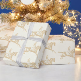 Papel De Regalo Elegante Beige Gold Chica a caballo