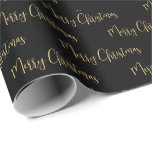 Papel De Regalo Elegante Black Gold Merry Christmas<br><div class="desc">Elegante Oro Negro Feliz Navidad Envoltura de Papel Artesanado y Suministros de Fiesta > Suministros de Envoltura de Regalo > Papel de envolver</div>