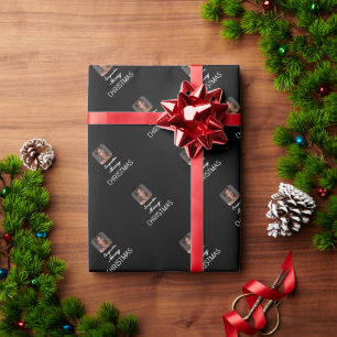Papel De Regalo Elegante Black Photo Script Name Merry Christmas