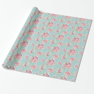 Papel De Regalo Elegante blanco azul elegante lamentable floral de