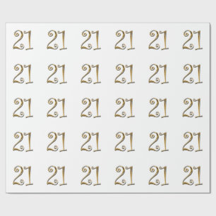 Papel De Regalo elegante blanco del 21ro oro del cumpleaños