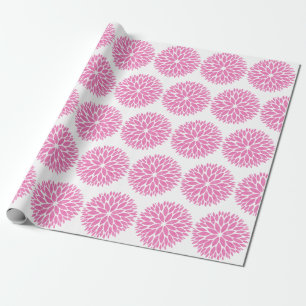 PAPEL DE REGALO ELEGANTE BLANCO ROSA DAHLIA BODA DE CUMPLEAÑOS