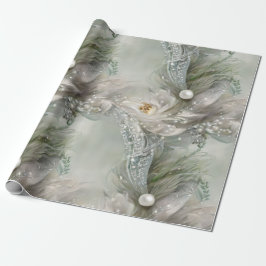 Papel De Regalo Elegante Blue, Gray and Pearly Swirls