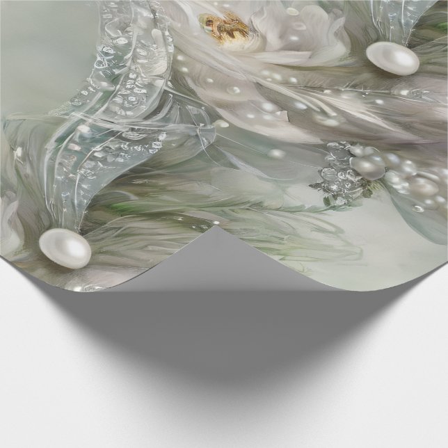 Papel De Regalo Elegante Blue, Gray and Pearly Swirls (Esquina)