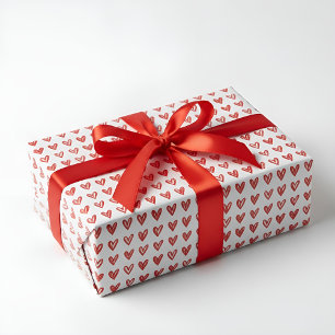 Papel de regalo Elegante Boceto de Corazón Rojo -