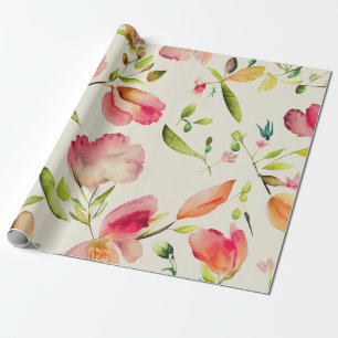 Papel De Regalo Elegante Boda de acuarela floral y novia