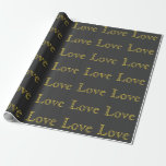 Papel De Regalo Elegante Boda de amor clásico gris dorado<br><div class="desc">Puede cambiar fácilmente las fuentes y los colores. También puede agregar su logotipo y la imagen de fondo como desee.</div>