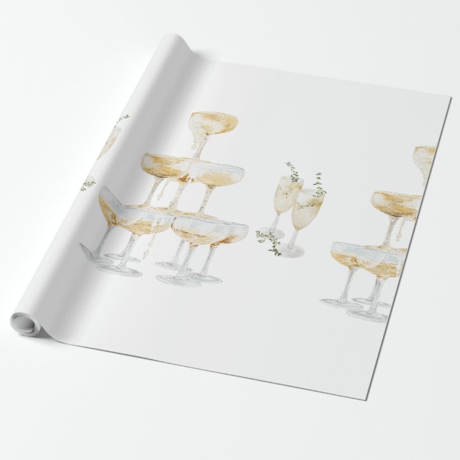 Papel De Regalo Elegante Boda de Champagne Roll (Desenrollado)