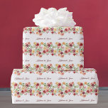Papel De Regalo Elegante Boda de Monograma Rojo Borgoña Floral<br><div class="desc">Bonito papel de envoltura floral de caramelo y melocotón con un hermoso ramo de flores de bonito. Este hermoso envoltorio de regalo de boda de flores de monograma muestra los nombres de la pareja personalizados en el diseño. Personalizar este lindo papel de envoltura para tus amigos en su día especial...</div>