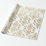 Papel De Regalo Elegante Boda de patrón floral de Damasco dorado W<br><div class="desc">La entrega de regalos bodas en un patrón floral de damasco de oro falso hace una presentación impresionante. Ideal para recién casados,  duchas de novias,  duchas de bodas,  casas nuevas,  duchas de compromiso y más.</div>