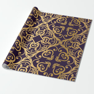 PAPEL DE REGALO ELEGANTE BODA DEL CUMPLEAÑOS DE ORO NEGRO DE LUJO