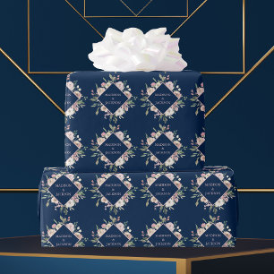 Papel De Regalo Elegante Boda floral de la Marina Rubor Rubor Peon
