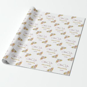 Papel De Regalo Elegante Boda floral rosa, dorado Rosa Eucalipto