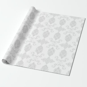 Papel De Regalo Elegante Boda Gris Claro y Blanco