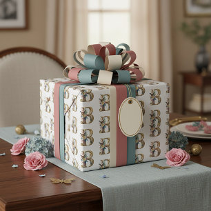 Papel De Regalo Elegante bohemio floral letra B