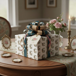 Papel De Regalo Elegante bohemio floral letra G