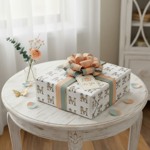 Papel De Regalo Elegante bohemio floral letra M