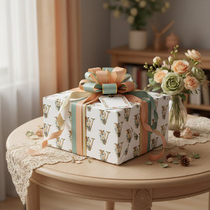 Papel De Regalo Elegante bohemio floral letra V