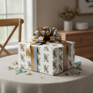 Papel De Regalo Elegante bohemio floral letra X