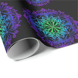 Papel De Regalo Elegante boho botánico verde azulado verde mandala